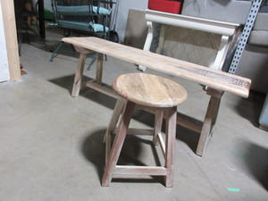 lot 720 image: NADEAU WOODEN BENCH AND STOOL