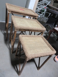 lot 736 image: BAMBOO AND SISAL NESTING TABLES