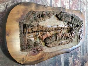 lot 19 image: Beautifully Hand Carved Wooden Dioroma Artists Piece by D.K. Robinson