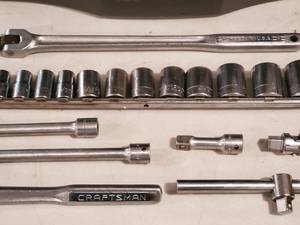 lot 204 image: Tool Box with Craftsman 12 Drive Socket Set