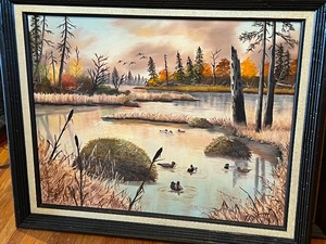 lot 171 image: Joan Krippner Oil Painting - Early Morning Mallards