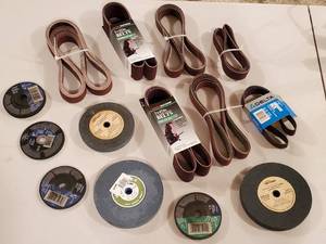 lot 223 image: Assorted Sanding Belts Grinder Wheels