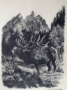 lot 286 image: Meticulously Etched Tile Depicting an Elk
