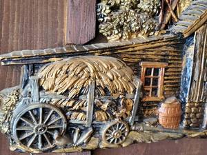 lot 291 image: Unique Plaster Molded Old World Farm Scene Wall Decor Lot
