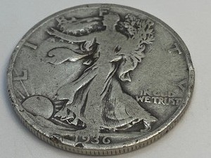 lot 302 image: 1936 & 1943 Silver Walking Liberty Half Dollar Coins
