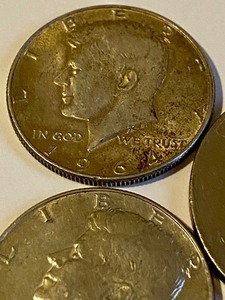 lot 307 image: Eisenhower Bicentennial Dollar Coin & Four Kennedy Half Dollar Coins