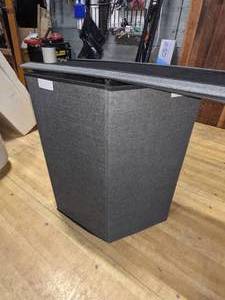 2 Compartment Gray Folding Hamper with Lid