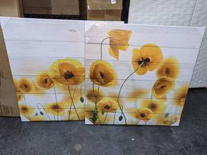 Set of 2 Sunflower Canvas Prints 24 x 24