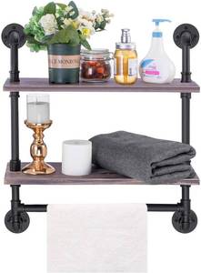 Elibbren Rustic Wall Mounted Industrial Pipe Shelving