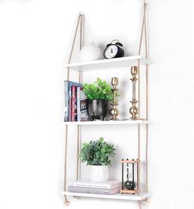Forestbarn 3 Tier Rope Wall Hanging Shelf, White