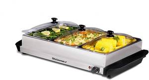 Elite Gourmet Platinum 7.5 QT Triple Buffet Serving Tray