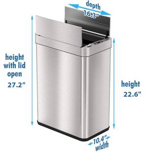 iTouchless Wings-Open Sensor Trash Can with AbsorbX Odor Filter and Pet-Proof Lid