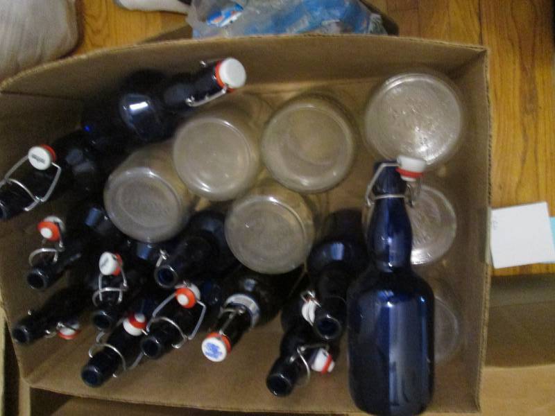 Canning jard and bottles with tops...