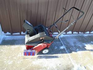 MTD 20 2 cycle snow thrower. Good used condition. Tested & works. As shown.