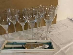 lot 206 image: Crystal Stemware with Frosted Glass Stems