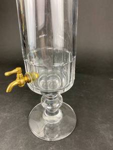 lot 98 image: Stunning Crystal Val St. Lambert Belgian Brass Spigot Beverage Dispenser (K1)