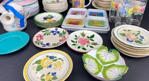lot 105 image: Group of Colorful Patterned Dishes, Plates, and more (H1)