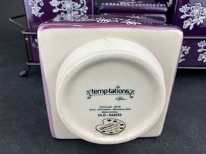 lot 242 image: Temp-tations Floral Lace Deep Purple Canister Set