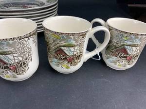 lot 246 image: Johnson Bros. Friendly Village Plates and Mugs  (H3)