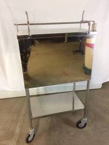 lot 2 image: WOW MSRP$1500 HEAVY GAUGE STAINLESS STEEL 44TALL MEDICAL UTILITY CART WITH DRAWER & MORE - GREAT CONDITION
