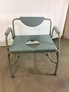 lot 10 image: MSRP $300&nbspMcKesson Bariatric 1000lb Weight Capacity Commode & Bathing Chair WDrop Arm For Easy Wheelchair Access&nbsp17-23 Height Adjustable - Like New Condition - No Bucket Included - Can be Purchased Online $6.00
