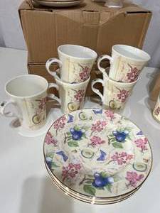 Royal Grafton Peach & Plum Plates & Cups