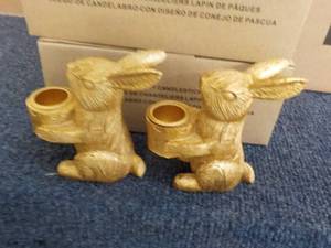 3 Sets of 2 Bunny Candle Holders...