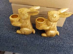 3 Sets of 2 Bunny Candle Holders...