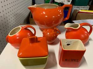 Vintage Orange Pottery Set