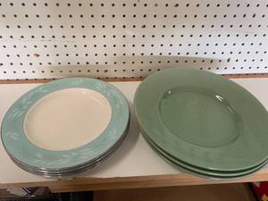 Set Of 4  Cavalier Eggshell Plates & 3 Retroneau Plates