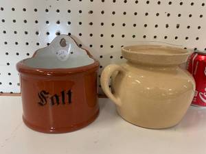 Pottery Salt & Roseville Pottery Jar