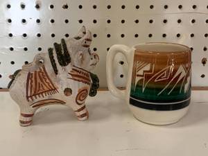 Navajo Signed Mug & Pottery Bowl