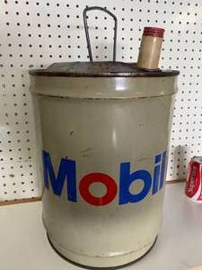 5 Gallon Mobil Lube Can with Both Caps
