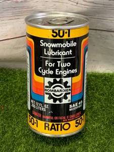 Full Bombardier Snowmobile Oil Can 12oz