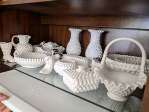 Hobnail Milk glass, includes 2 salt...