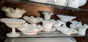Silver Crest by Fenton glass ruffle...