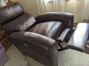 Faux leather power recliner, arms a...