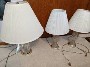 1 large glass lamp 25 tall and 2 s...