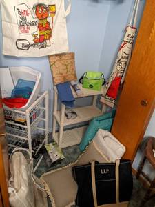 Closet contents including bedding, ...