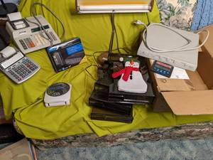 Office lot including desk lamp, sta...