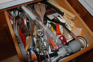 (3) Drawers of Kitchen Items (Mixer...