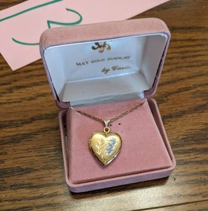 14 karat gold overlay heart locket ...