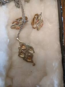 Matching necklace and clip on earri...