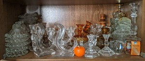 Large lot of various glass candle h...