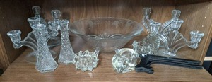 Crystalglass candle holders, punch...