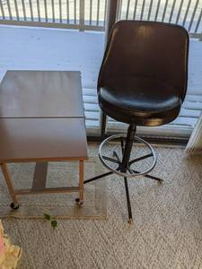 High Top Stool (39), and Metal Dro...