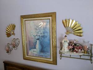 brass wall decor and framed print 2...