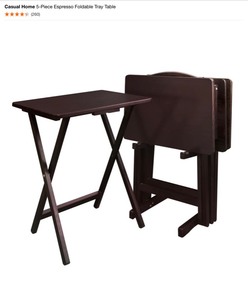 lot 9 image: Casual Home 5-Piece Espresso Foldable Tray Table. See Pictures