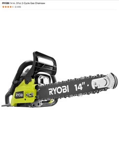 lot 17 image: RYOBI 14 in. 37cc 2-Cycle Gas Chainsaw. See Pictures