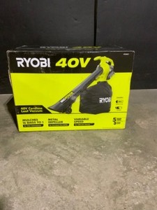lot 23 image: RYOBI 40V Vac Attack Cordless Leaf VacuumMulcher with 5.0 Ah Battery and Charger. See Pictures